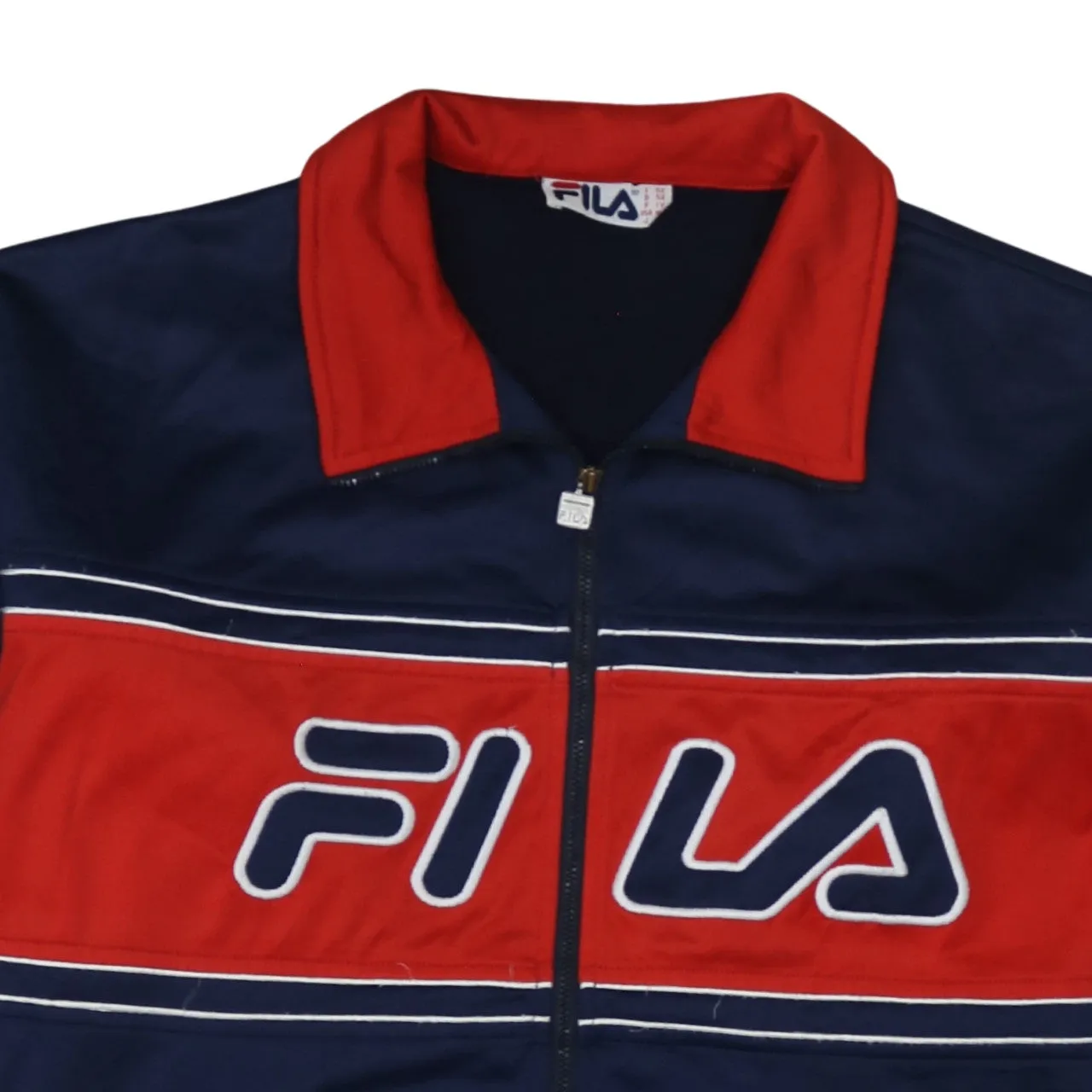 Fila Navy Red Jacket Men's Medium Big Logo Full Zip Pockets Track Top sold by Vintage Club product image thumbnail 3
