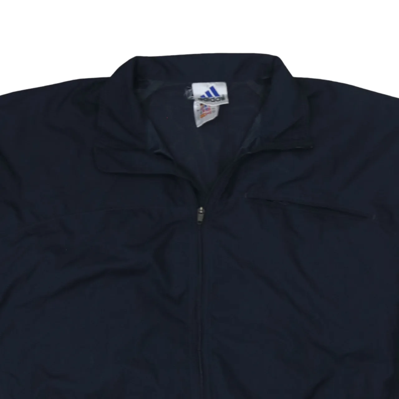 Adidas Navy Blue Windbreaker Jacket Women’s Large Three Stripe Sleeves Zip Track Top sold by Vintage Club product image thumbnail 3