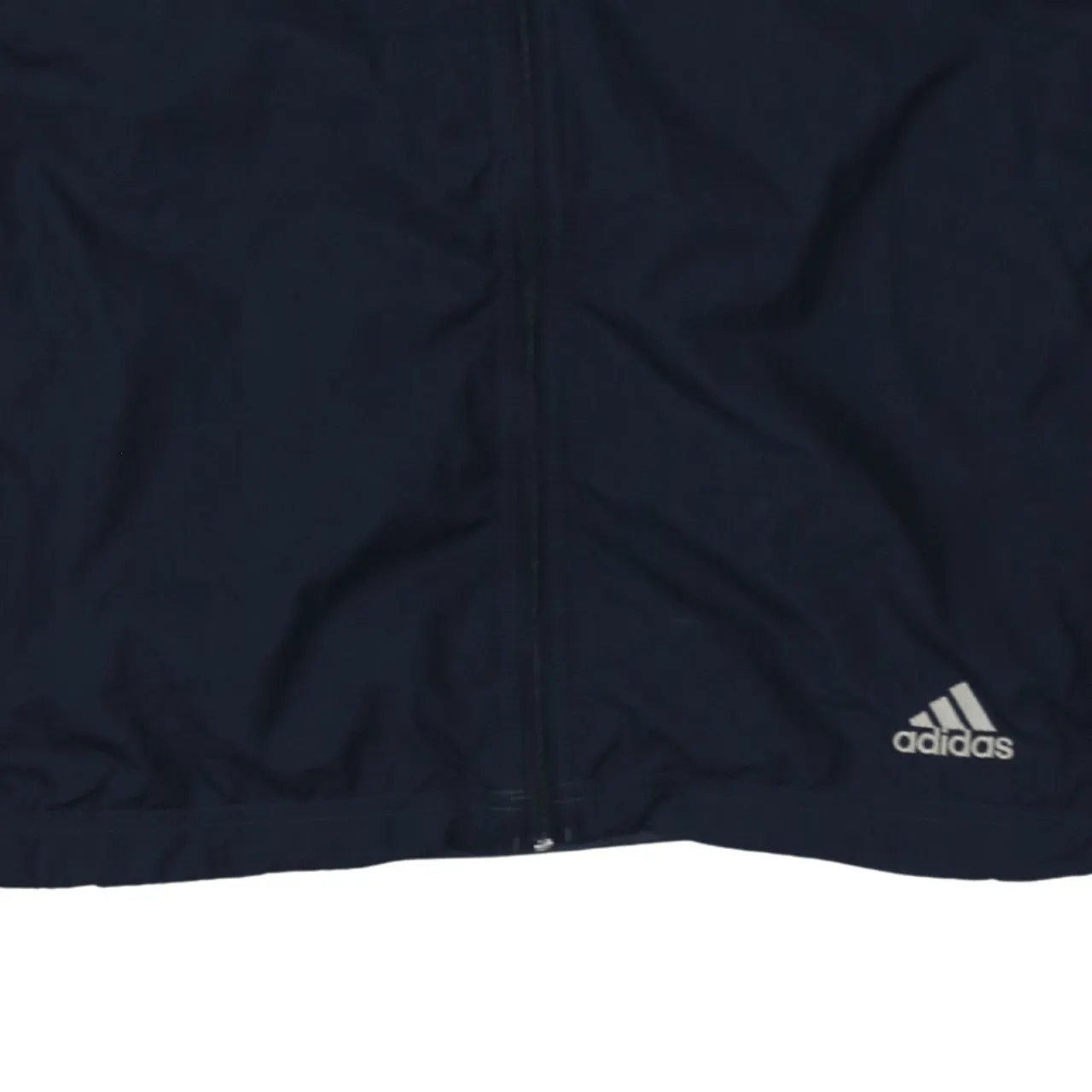 Adidas Navy Blue Windbreaker Jacket Women’s Large Three Stripe Sleeves Zip Track Top sold by Vintage Club product image thumbnail 4