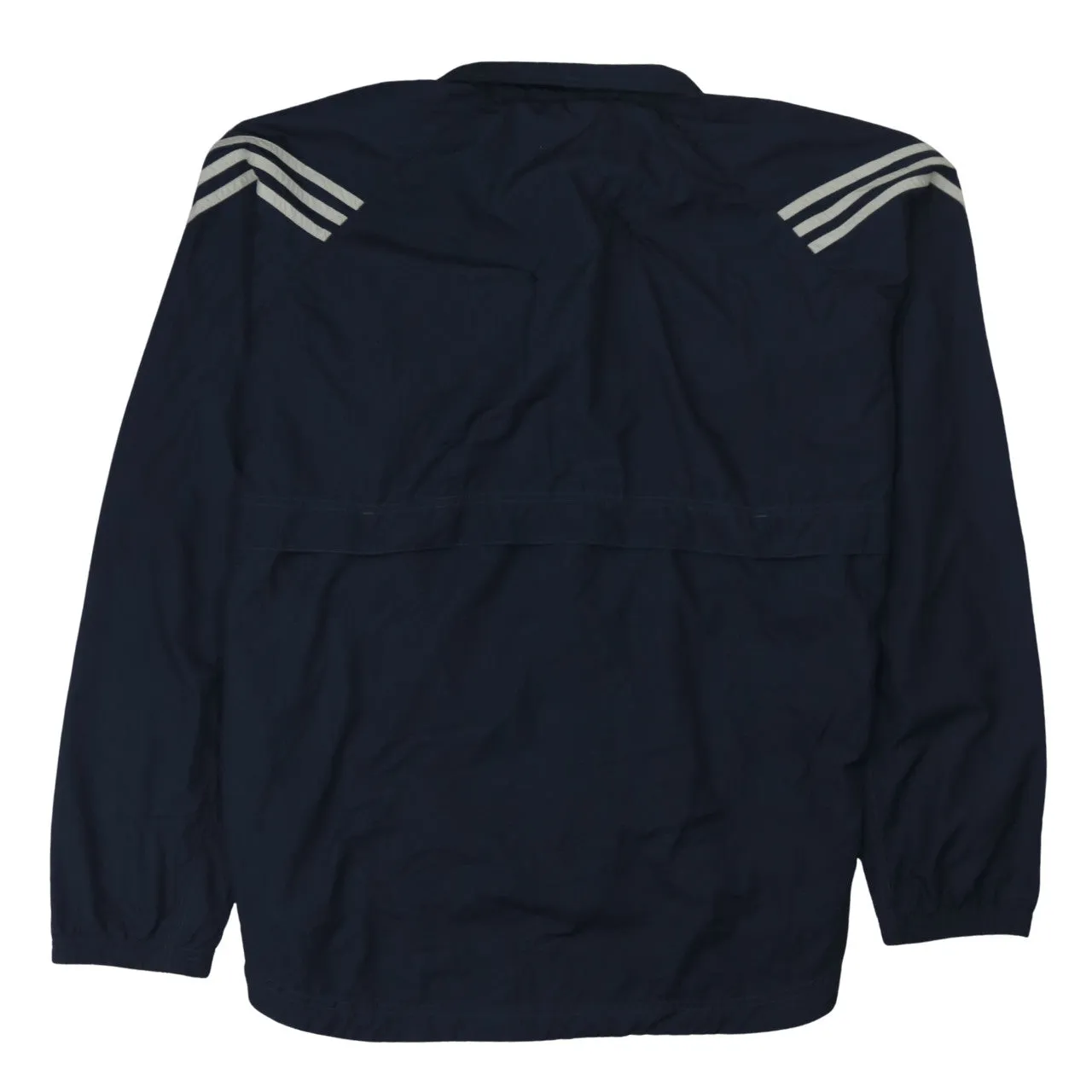 Adidas Navy Blue Windbreaker Jacket Women’s Large Three Stripe Sleeves Zip Track Top sold by Vintage Club product image thumbnail 2