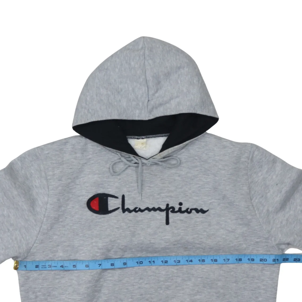 Champion Grey Hoodie Women’s XLarge Embroidered Script Logo Fleece Lined Pullover Sweatshirt sold by Vintage Club product image thumbnail 5