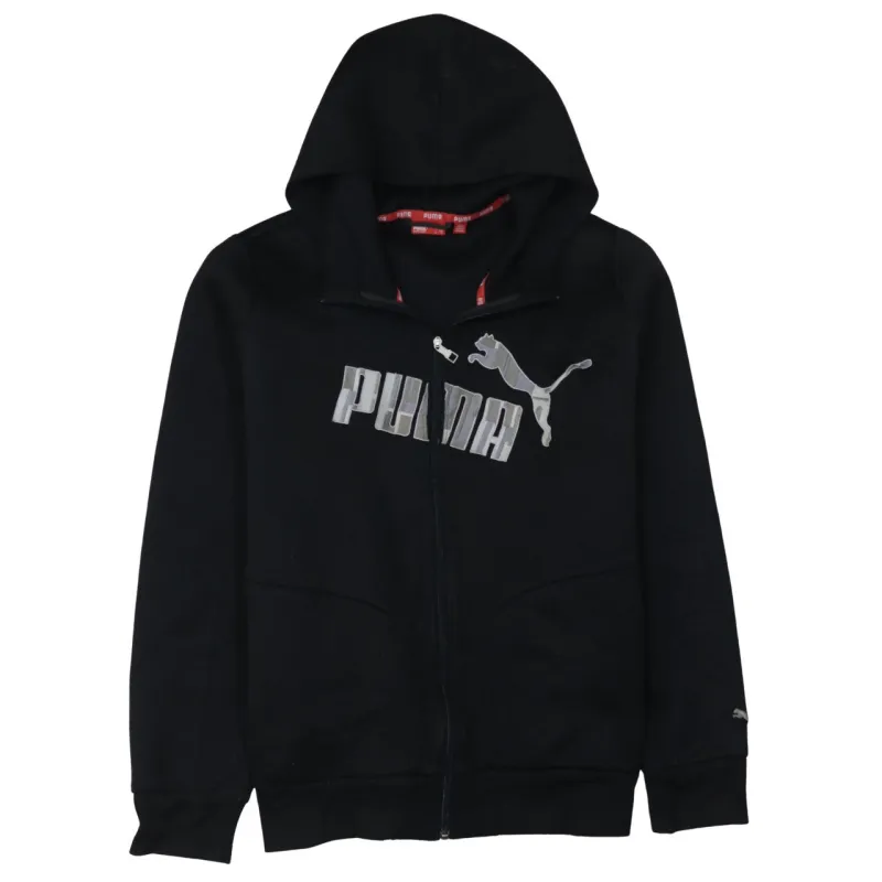 Puma Black Zip Hoodie Women’s XLarge Printed Logo Split Pockets Casual Sweatshirt sold by Vintage Club