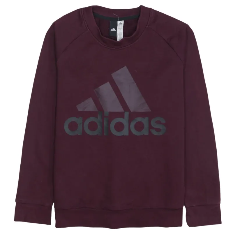 Adidas Burgundy Red Sweatshirt Women’s Large Printed Big Logo Crewneck Pullover Top made by Adidas