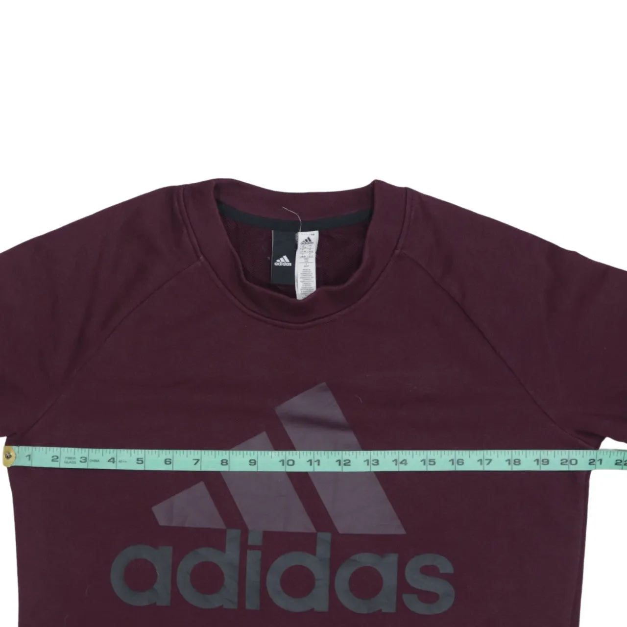 Adidas Burgundy Red Sweatshirt Women’s Large Printed Big Logo Crewneck Pullover Top sold by Vintage Club product image thumbnail 5