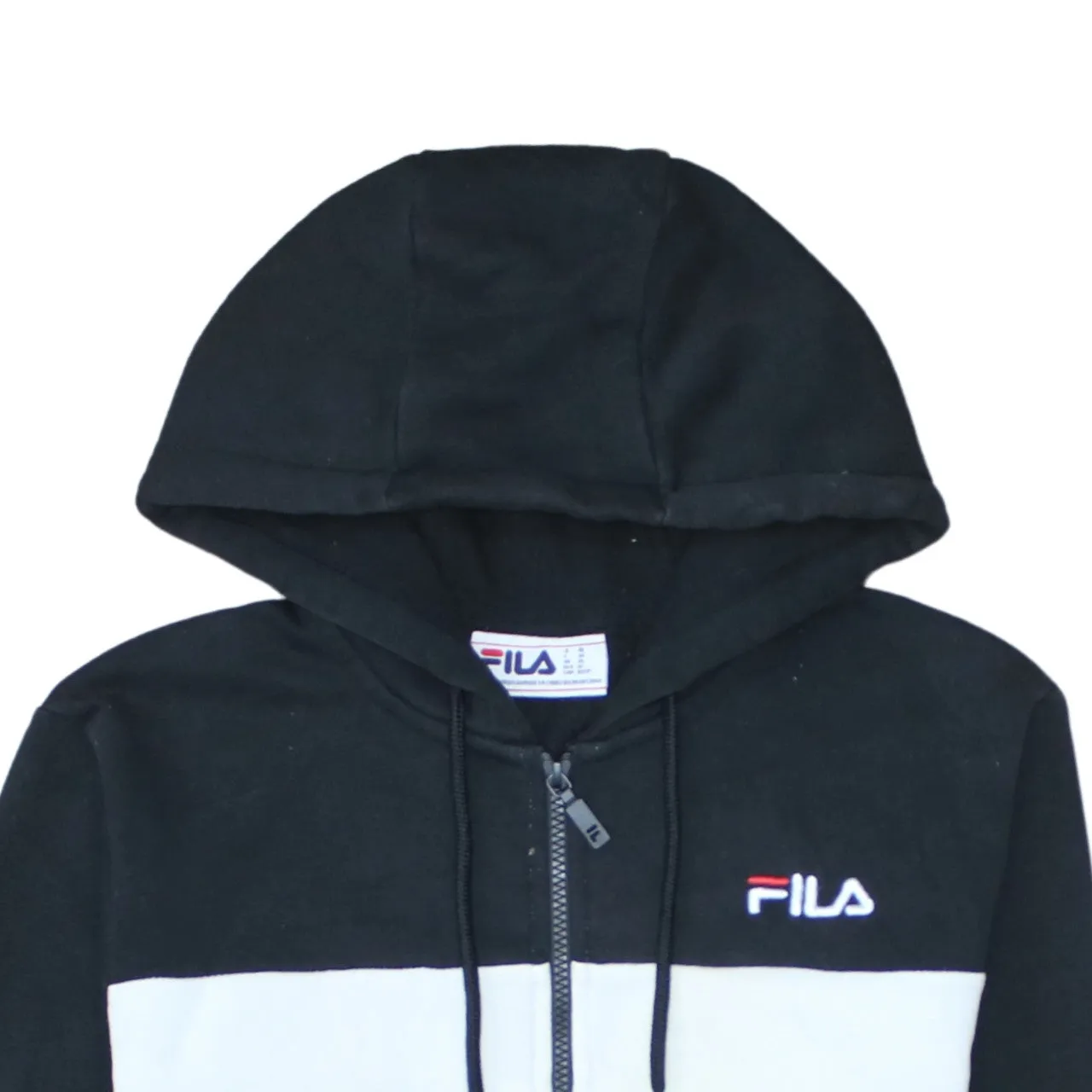 Fila Black Grey Full Zip Hoodie Men's XSmall Embroidered Logo Colour Block Sweatshirt sold by Vintage Club product image thumbnail 3