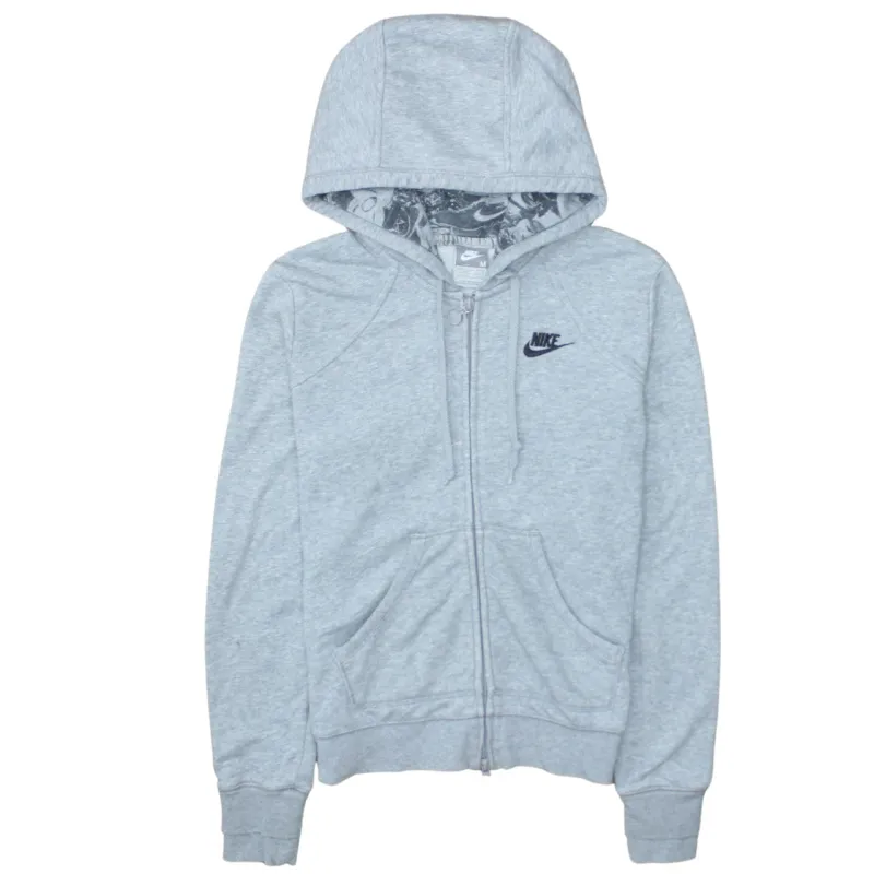 Nike Light Grey Zip Hoodie Women’s Medium Embroidered Swoosh Split Pocket Sweatshirt sold by Vintage Club