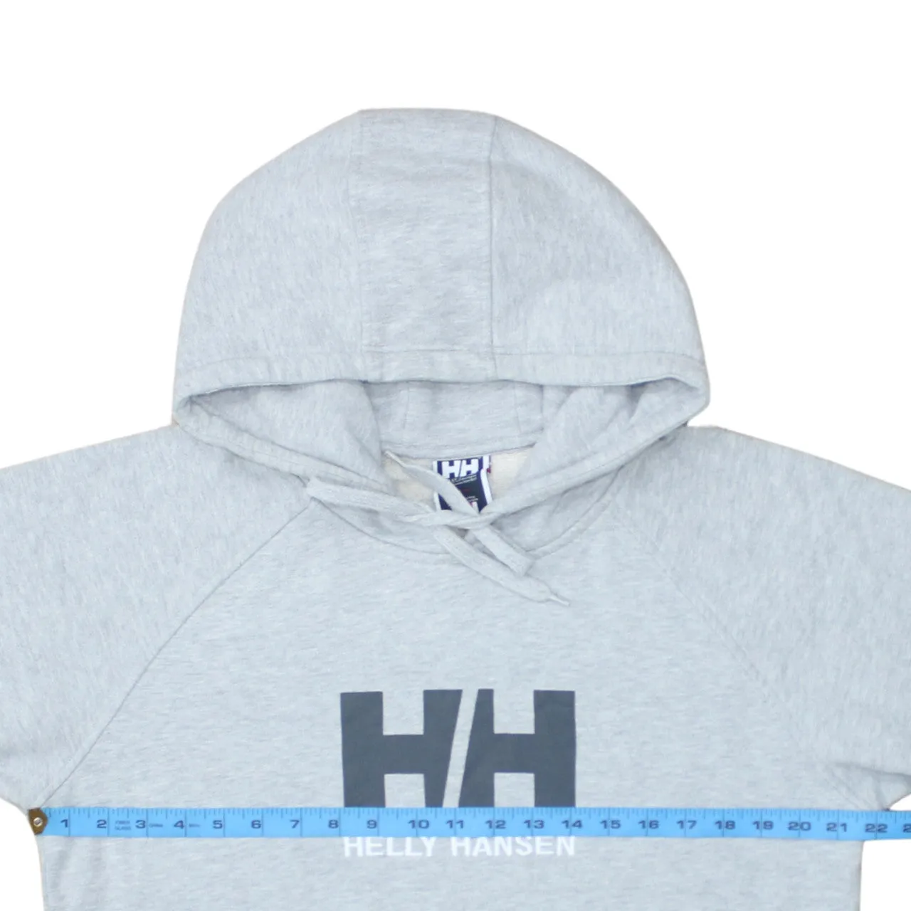 Helly Hansen Light Grey Hoodie Women's Large Printed Logo Front Pocket Pullover Sweatshirt sold by Vintage Club product image thumbnail 5
