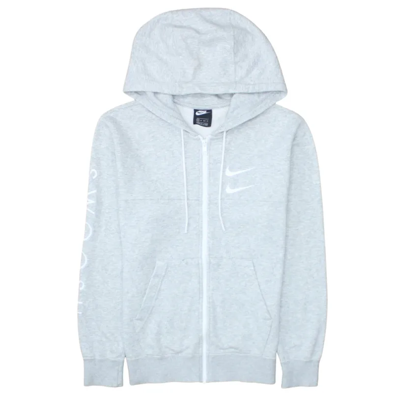Nike Light Grey Hoodie Men's XSmall Full Zip Double Swoosh Printed Logos Sweatshirt made by Nike