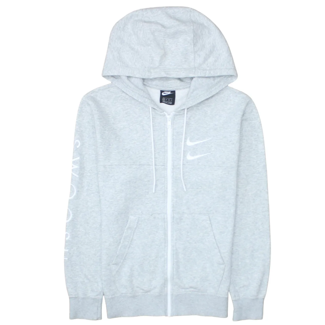 Nike Light Grey Hoodie Men's XSmall Full Zip Double Swoosh Printed Logos Sweatshirt sold by Vintage Club