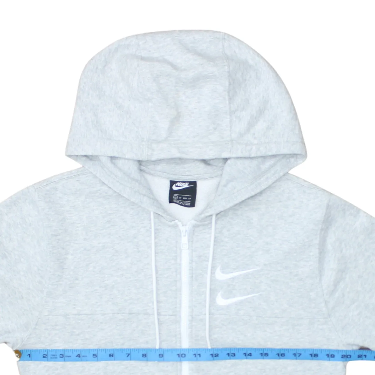 Nike Light Grey Hoodie Men's XSmall Full Zip Double Swoosh Printed Logos Sweatshirt sold by Vintage Club product image thumbnail 5