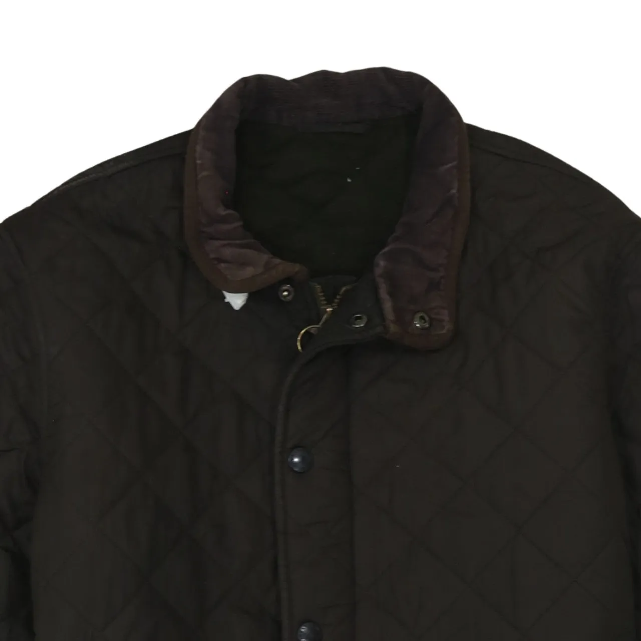 Barbour Khaki Green Quilted Jacket Women's XLarge Cord Collar Zip Pockets Outerwear sold by Vintage Club product image thumbnail 3