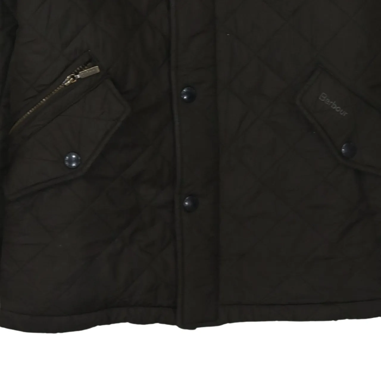 Barbour Khaki Green Quilted Jacket Women's XLarge Cord Collar Zip Pockets Outerwear sold by Vintage Club product image thumbnail 4