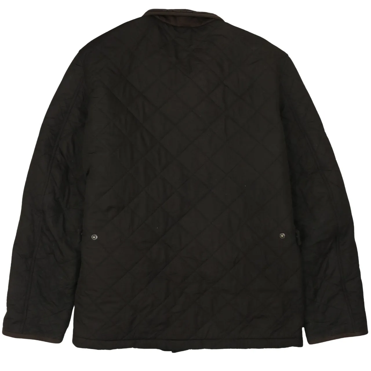 Barbour Khaki Green Quilted Jacket Women's XLarge Cord Collar Zip Pockets Outerwear sold by Vintage Club product image thumbnail 2