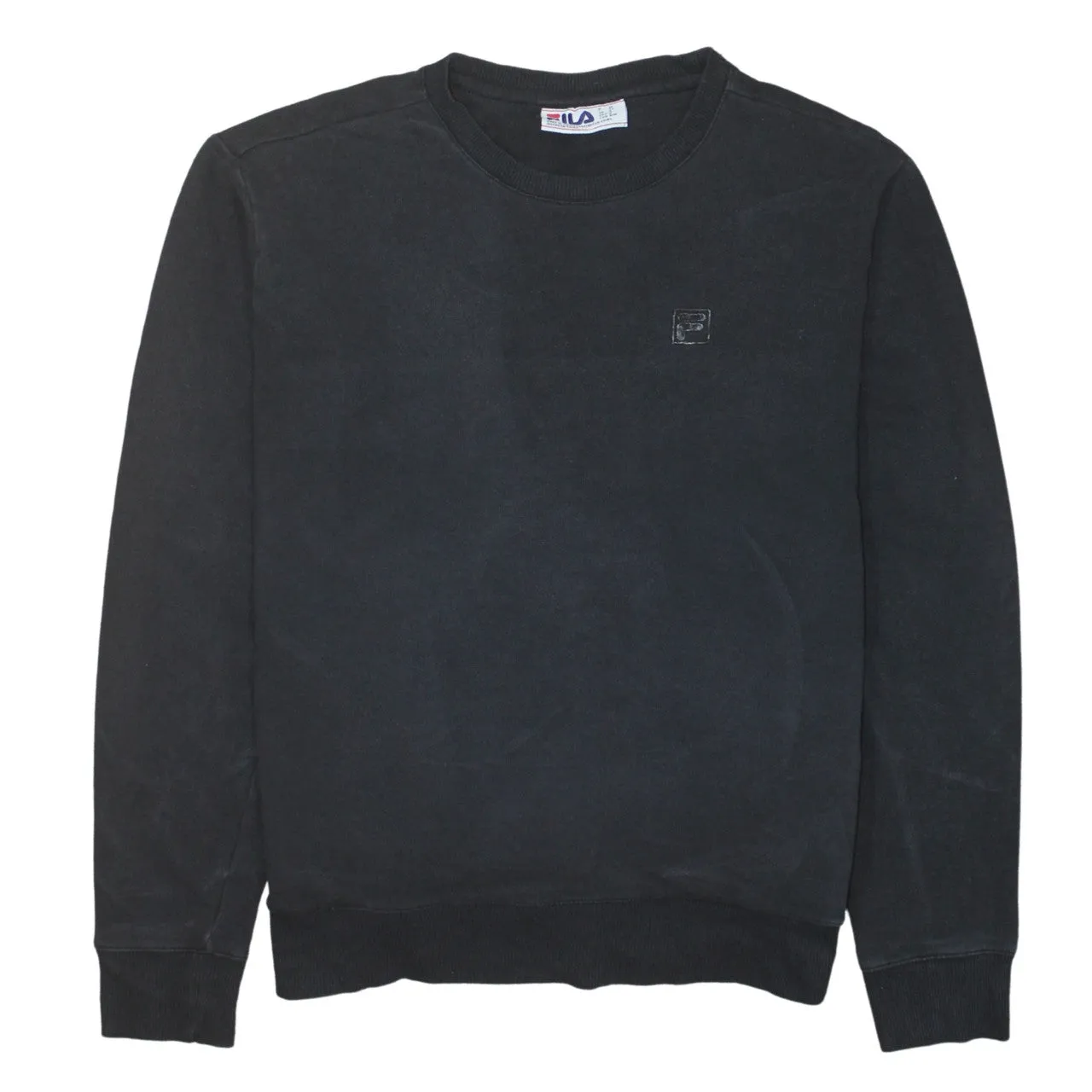 Fila Faded Black Sweatshirt Men's Medium Small Chest Logo Crewneck Pullover Jumper sold by Vintage Club