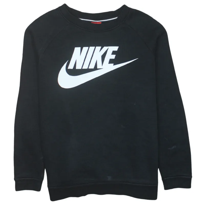 Nike Black Sweatshirt Men's Large Printed Logo Crewneck Pullover Fleece Top sold by Vintage Club