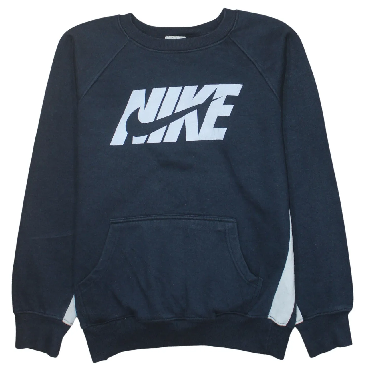 Nike Navy Blue Sweatshirt Men's Medium Printed Logo Front Pouch Crewneck Pullover sold by Vintage Club