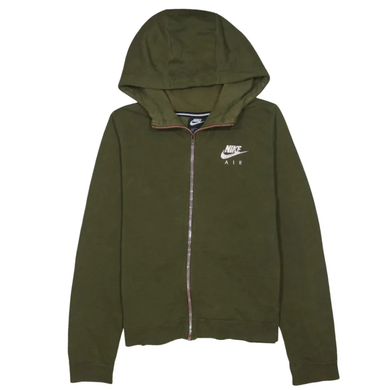 Nike Olive Green Hoodie Men's Medium Full Zip Printed Nike Air Logo Sweatshirt sold by Vintage Club