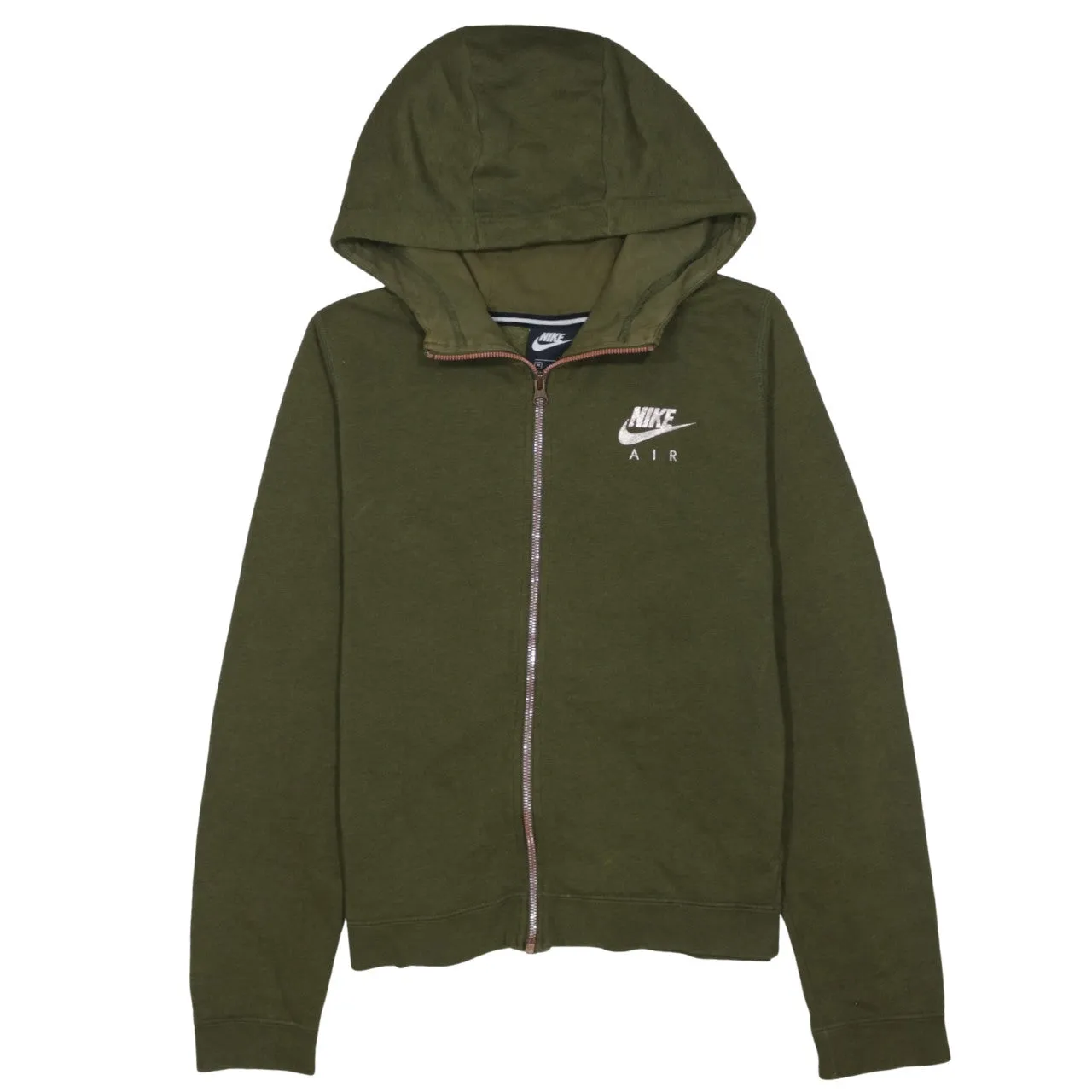 Nike Olive Green Hoodie Men's Medium Full Zip Printed Nike Air Logo Sweatshirt sold by Vintage Club