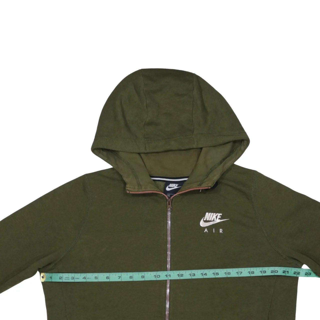 Nike Olive Green Hoodie Men's Medium Full Zip Printed Nike Air Logo Sweatshirt sold by Vintage Club product image thumbnail 5