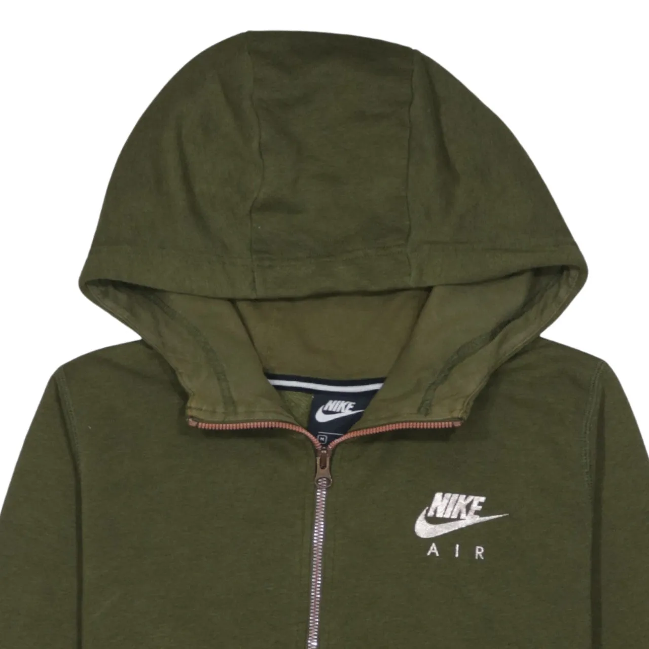 Nike Olive Green Hoodie Men's Medium Full Zip Printed Nike Air Logo Sweatshirt sold by Vintage Club product image thumbnail 3