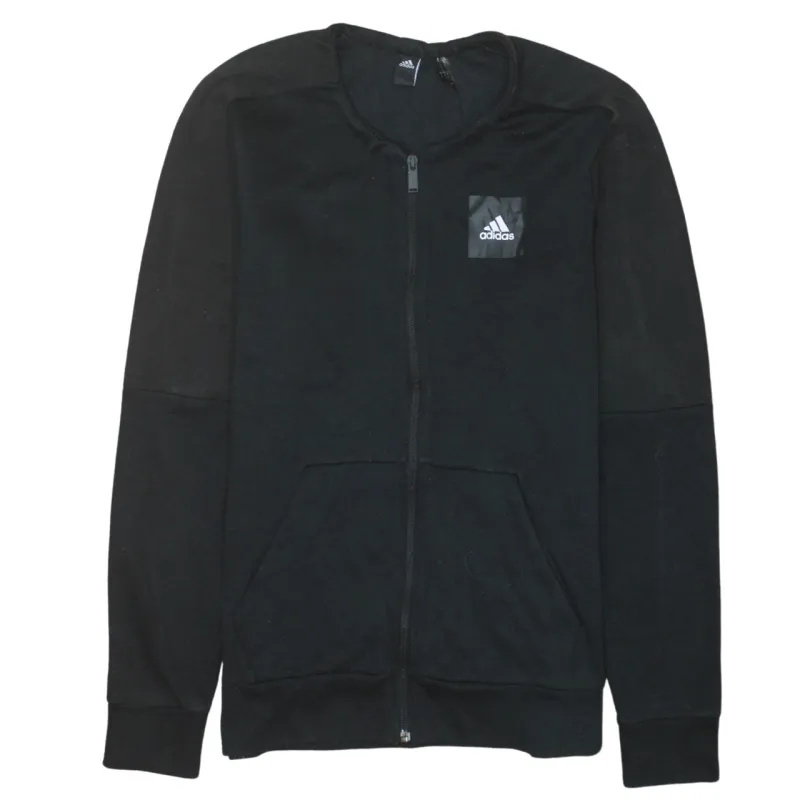 Adidas Black Full Zip Sweatshirt Men's Small Printed Chest Logo Split Pockets Jacket Top sold by Vintage Club