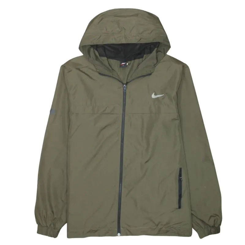 Nike Olive Green Hooded Windbreaker Women’s XLarge Full Zip Reflective Swoosh Jacket sold by Vintage Club