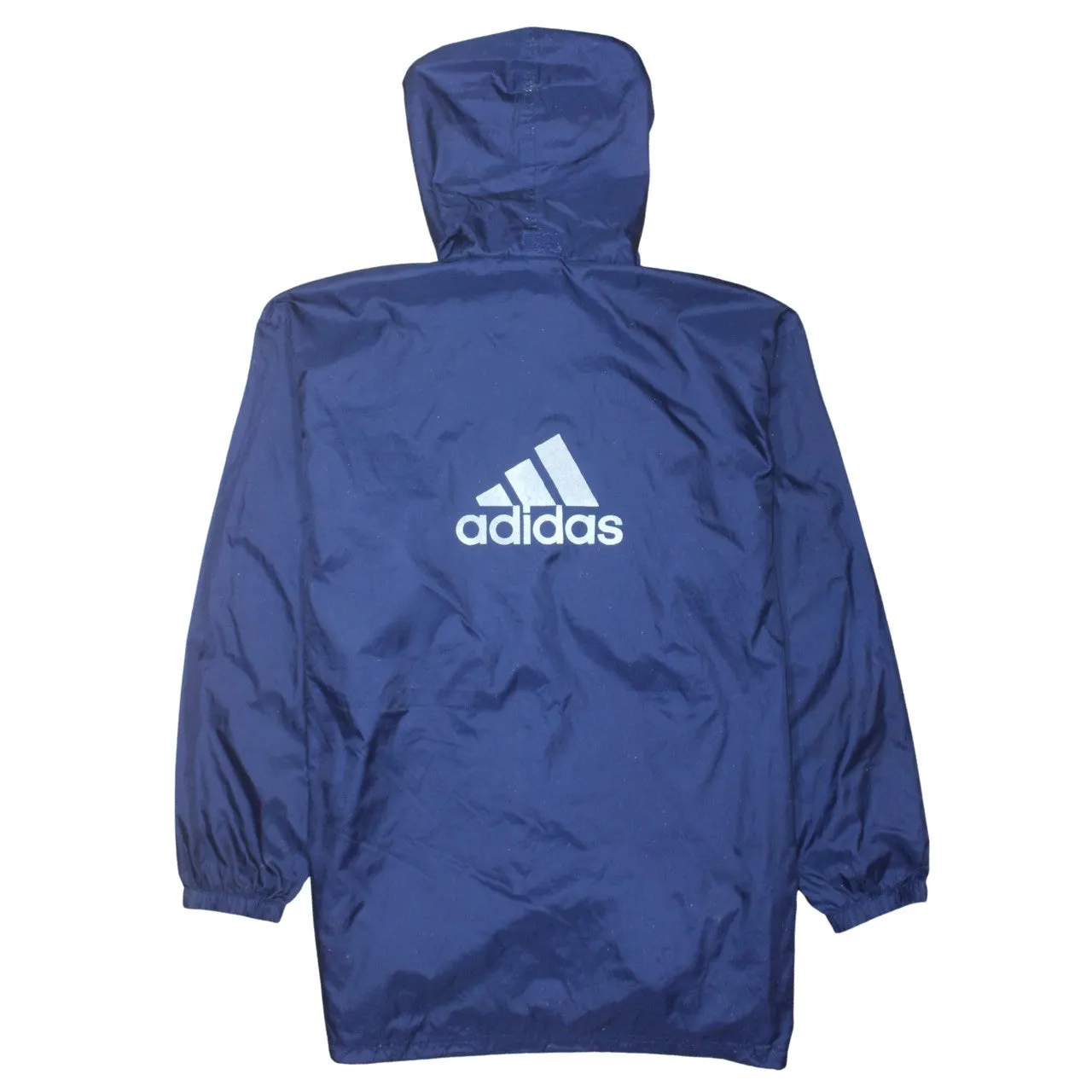 Adidas Navy Blue Hooded Windbreaker Women’s XLarge Printed Logo Zip Jacket Coat sold by Vintage Club product image thumbnail 2