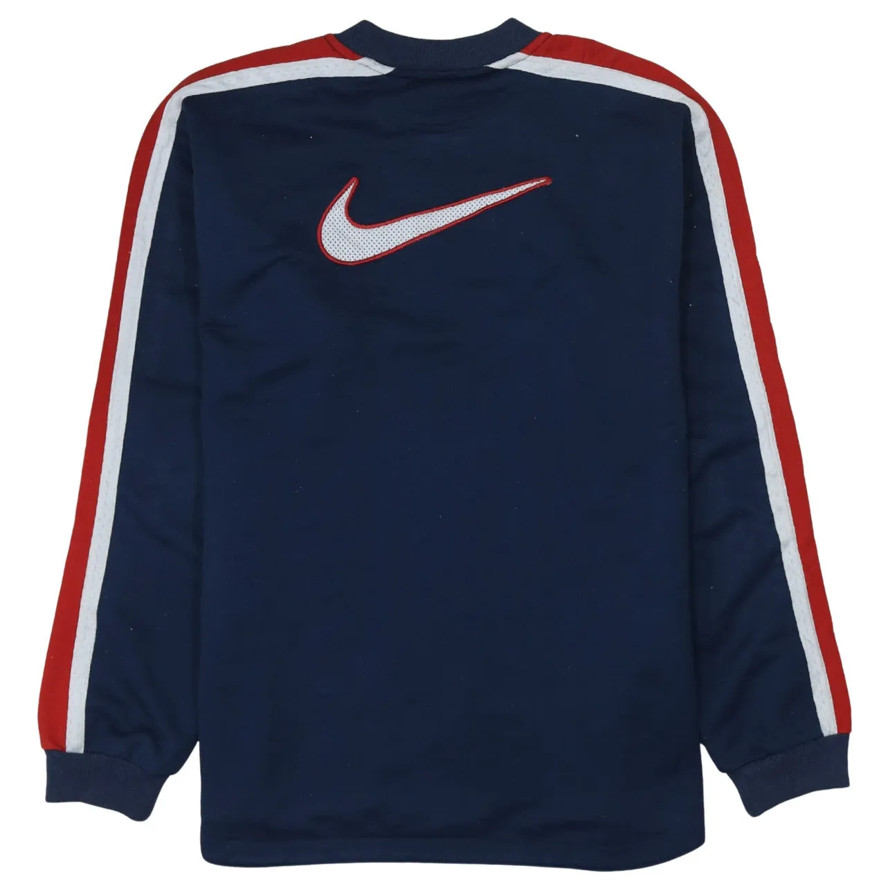 Nike Navy Blue Sweatshirt Women’s XLarge Embroidered Logo Stripe Sleeves Pullover Top sold by Vintage Club product image thumbnail 2