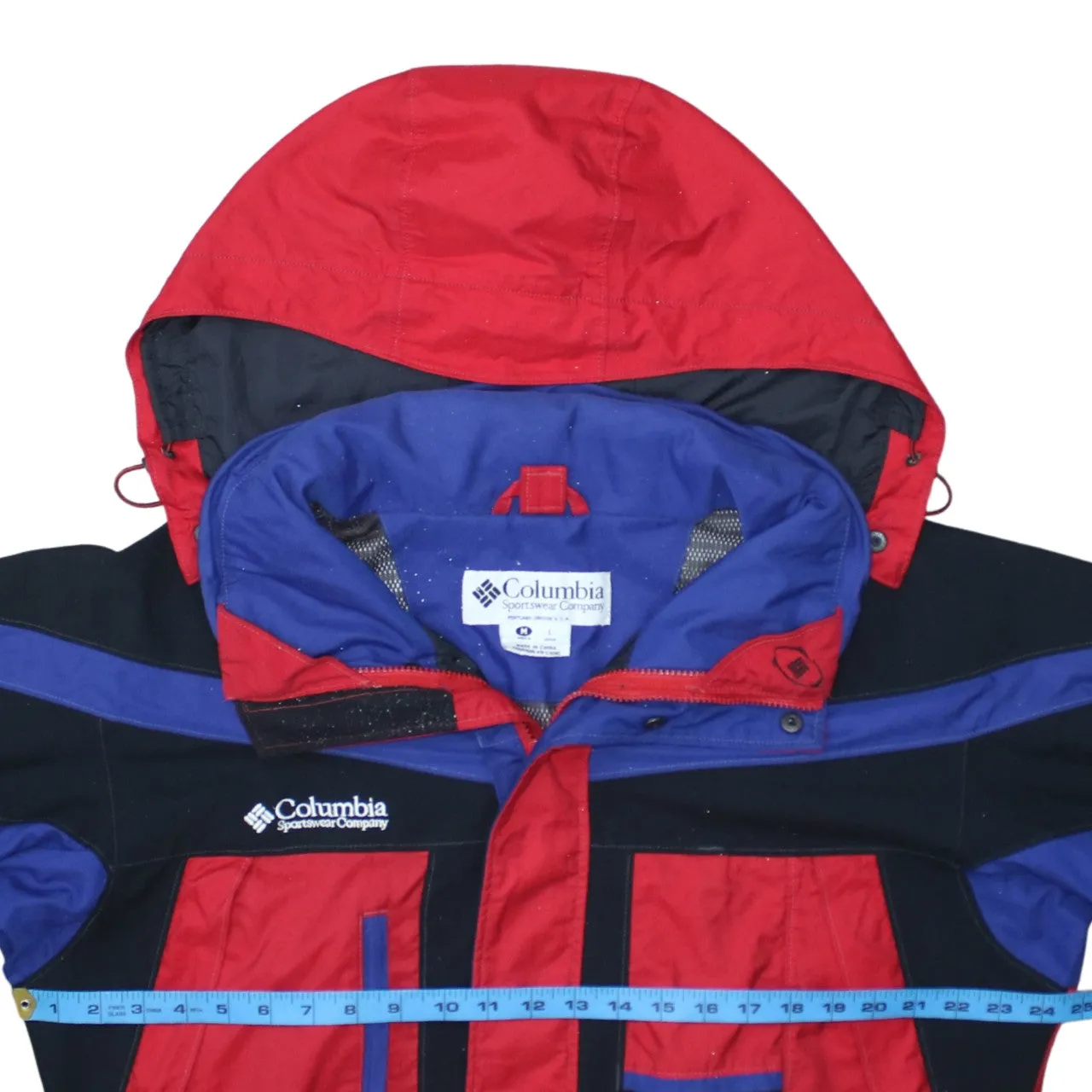 Columbia Red Colour Block Hooded Jacket Men's Medium Embroidered Logo Zip Pockets Windbreaker Outerwear sold by Vintage Club product image thumbnail 5
