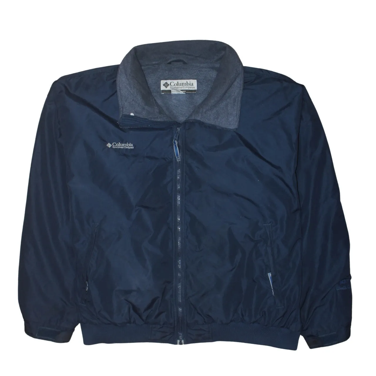 Columbia Navy Blue Windbreaker Jacket Men's XXLarge Embroidered Logo Zip Pockets Outerwear sold by Vintage Club