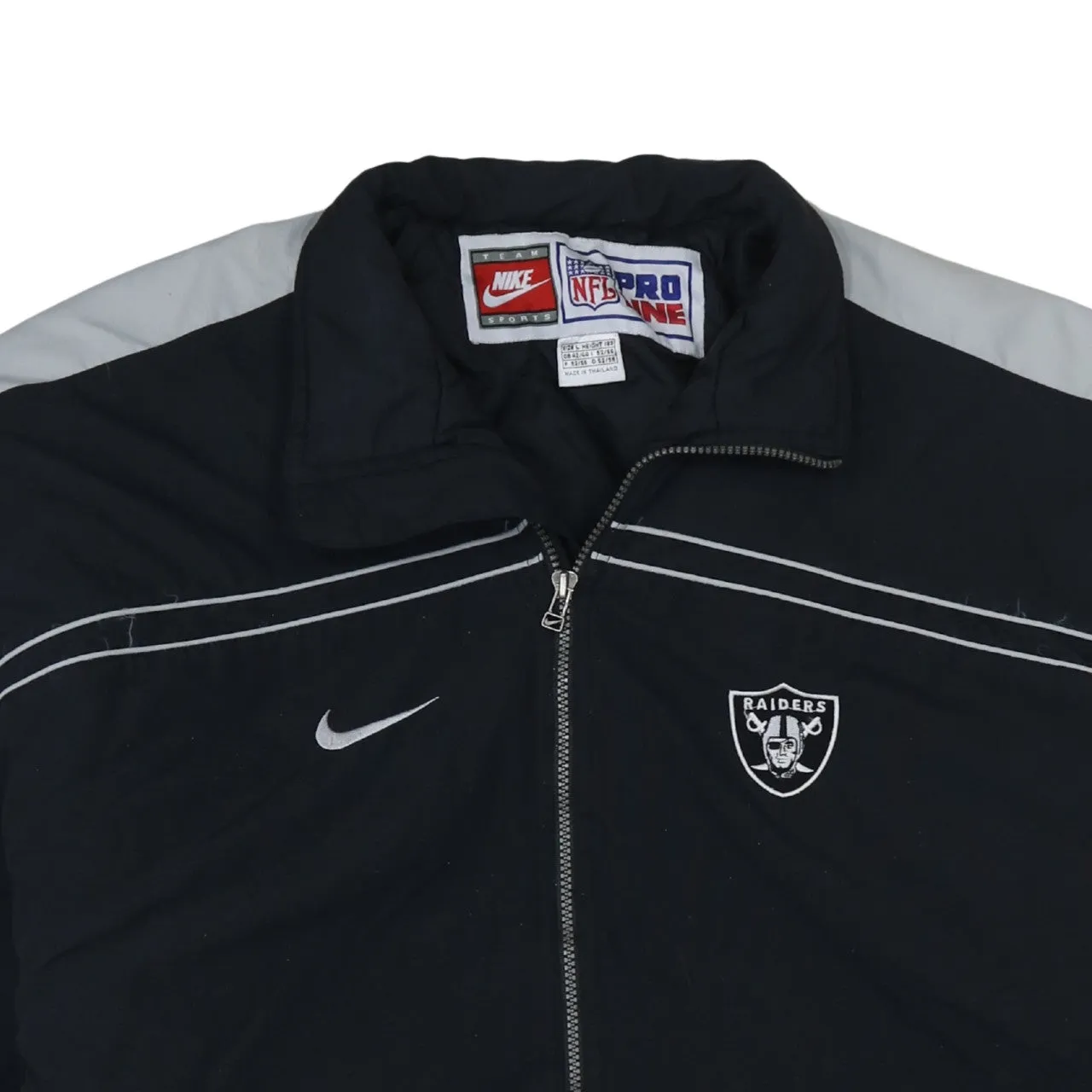 Nike Black Grey Windbreaker Jacket Men’s Large Oakland Raiders Printed Logo NFL Outerwear sold by Vintage Club product image thumbnail 3