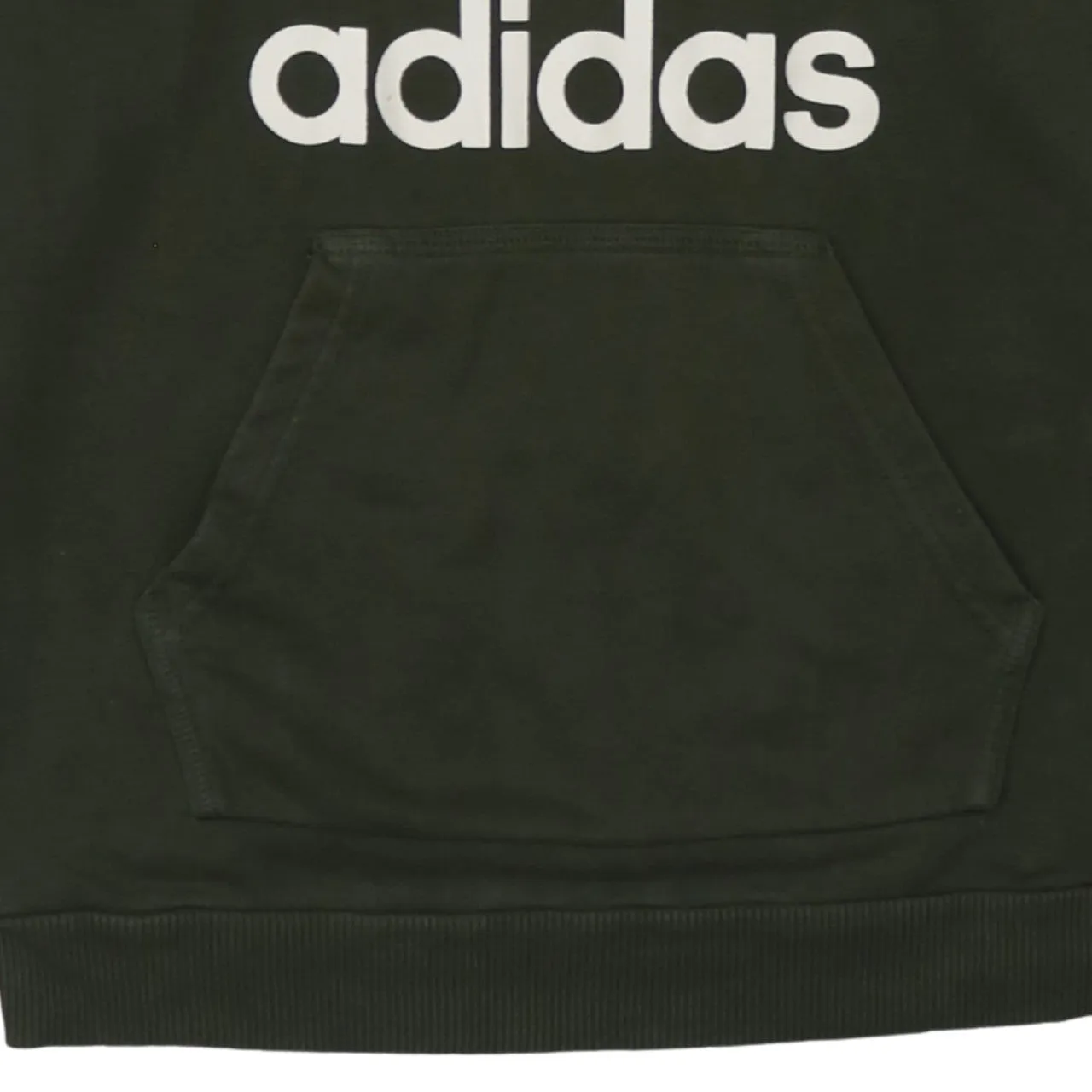 Adidas Dark Green Hoodie Women’s Small Trefoil Printed Logo Taped Sleeves Pullover Sweatshirt sold by Vintage Club product image thumbnail 4