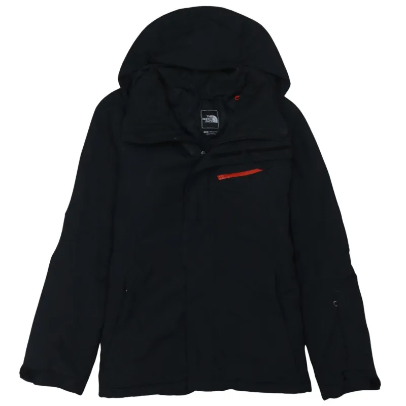 The North Face Black Hooded Jacket Men's Medium Zip Pockets Printed Logo Outerwear Coat made by The North Face