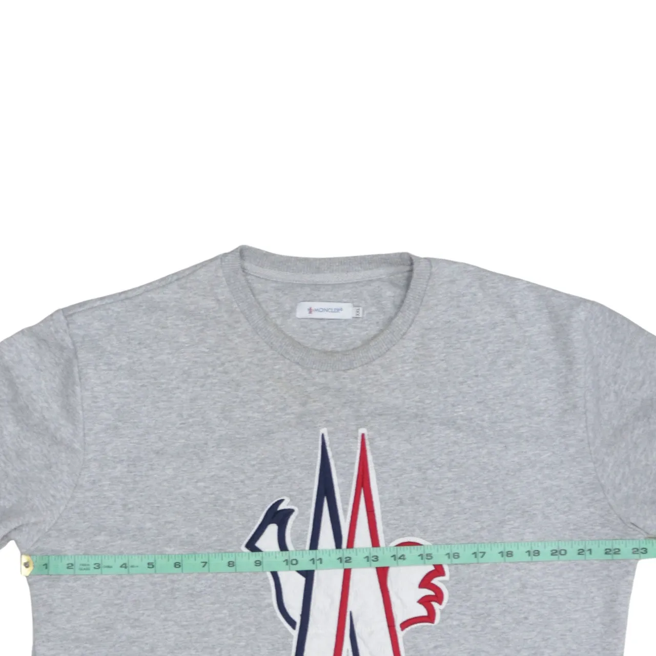 Moncler Grey Sweatshirt Women’s XXLarge Embroidered Tricolour Logo Crewneck Pullover Jumper sold by Vintage Club product image thumbnail 5