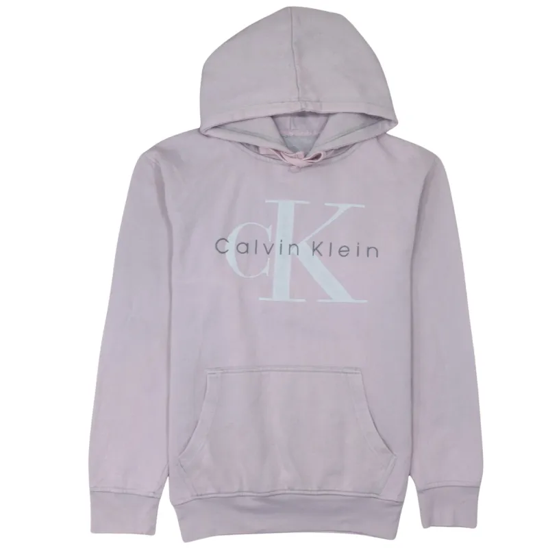 Calvin Klein Light Pink Hoodie Men's Medium Printed CK Logo Front Pocket Pullover Sweatshirt sold by Vintage Club