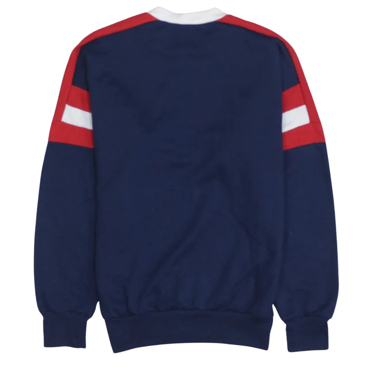 Adidas Navy Blue Sweatshirt Men's XXSmall Trefoil Printed Logo Colour Block Pullover Top sold by Vintage Club product image thumbnail 2