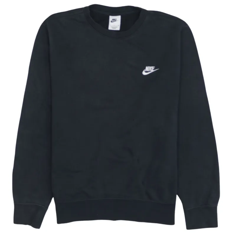Nike Black Sweatshirt Men's Small Embroidered Swoosh Logo Crewneck Pullover Fleece Top sold by Vintage Club