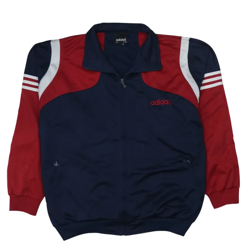 Adidas Navy Red Jacket Men's XLarge Embroidered Trefoil Logo Three Stripe Track Top sold by Vintage Club