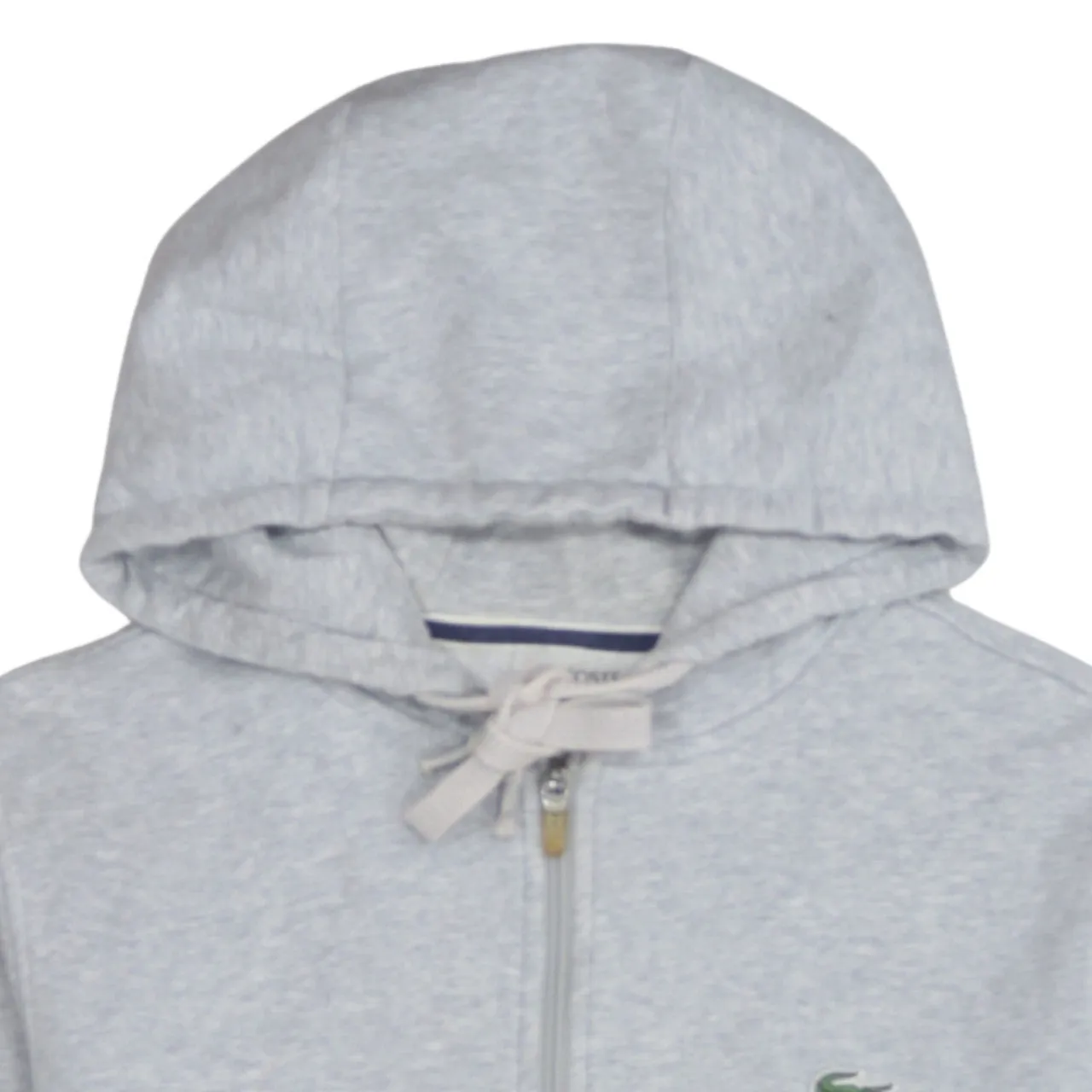 Lacoste Light Grey Hoodie Women’s Medium Full Zip Embroidered Croc Logo Pockets Sweatshirt sold by Vintage Club product image thumbnail 3