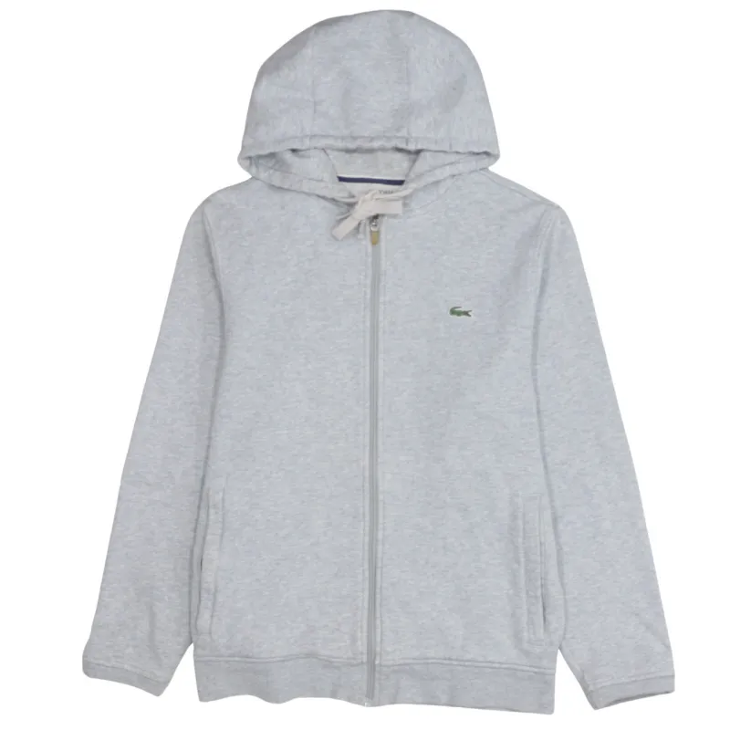Lacoste Light Grey Hoodie Women’s Medium Full Zip Embroidered Croc Logo Pockets Sweatshirt made by Lacoste