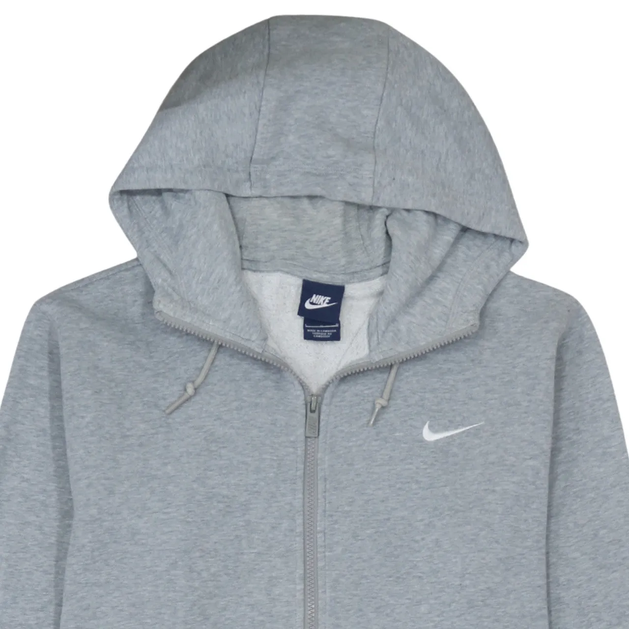 Nike Light Grey Full Zip Hoodie Women's Large Embroidered Swoosh Split Pockets Sweatshirt sold by Vintage Club product image thumbnail 3