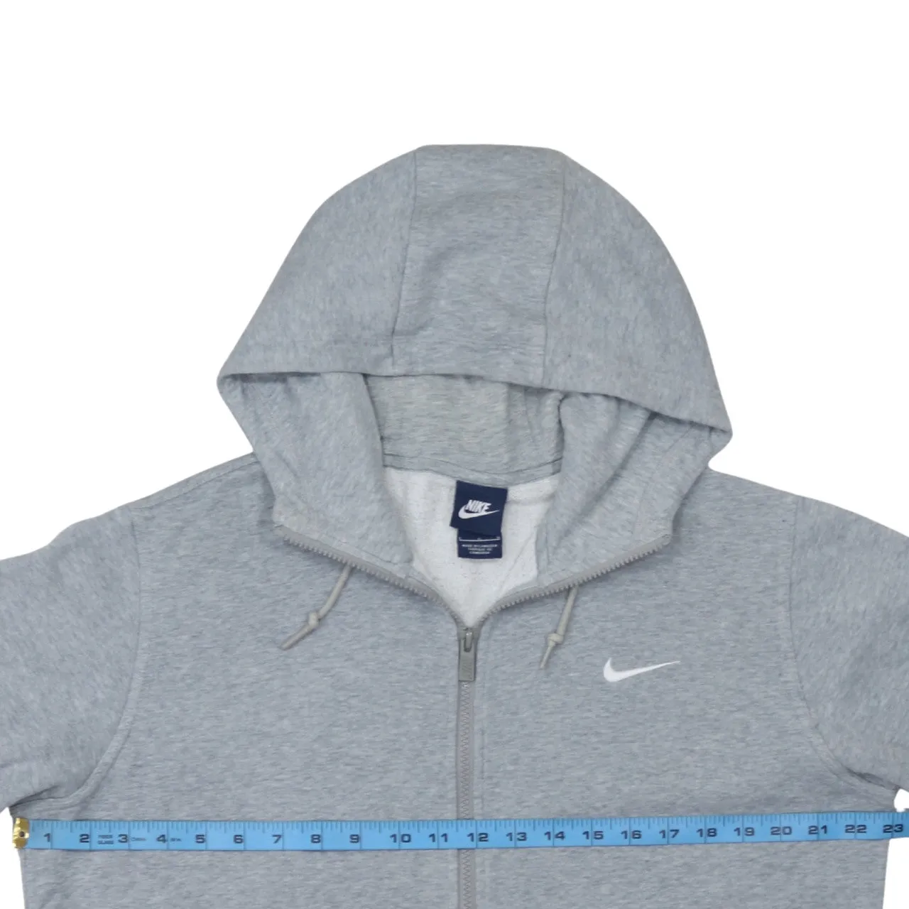 Nike Light Grey Full Zip Hoodie Women's Large Embroidered Swoosh Split Pockets Sweatshirt sold by Vintage Club product image thumbnail 5