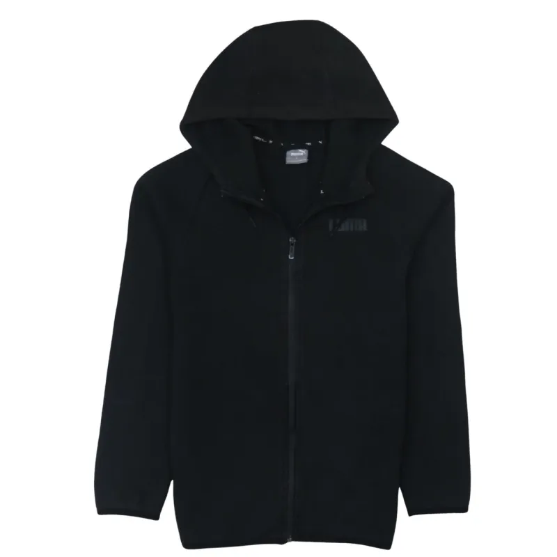 Puma Black Full Zip Hoodie Women’s Small Subtle Chest Logo Drawstring Hood Fleece Jacket sold by Vintage Club