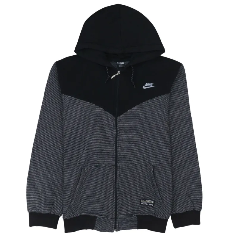 Nike Black Grey Full Zip Hoodie Women’s XXLarge Embroidered Swoosh Fleece Lined Sweatshirt sold by Vintage Club