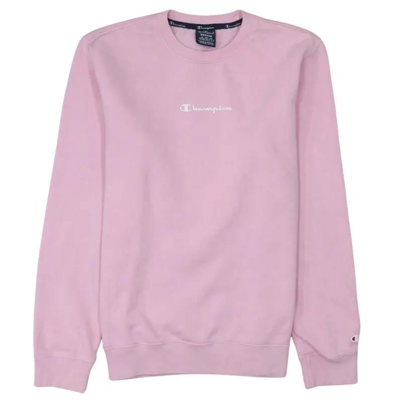 Champion Pink Sweatshirt Men's Medium Embroidered Chest Logo Ribbed Crewneck Pullover Top sold by Vintage Club