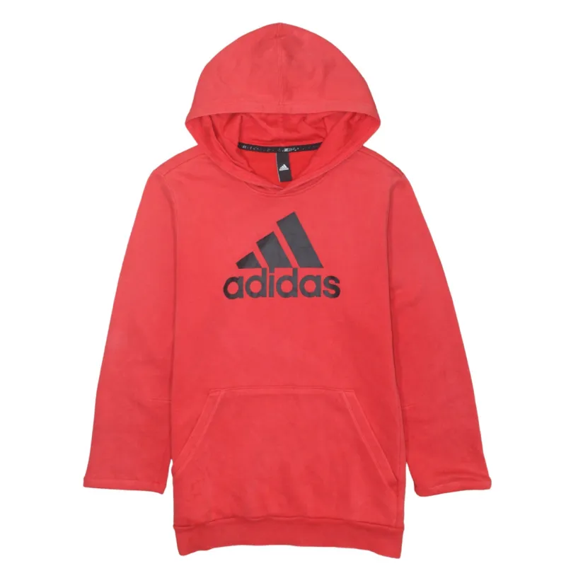 Adidas Red Hoodie Men's Small Printed Logo Front Pouch Pullover Sweatshirt Top made by Adidas