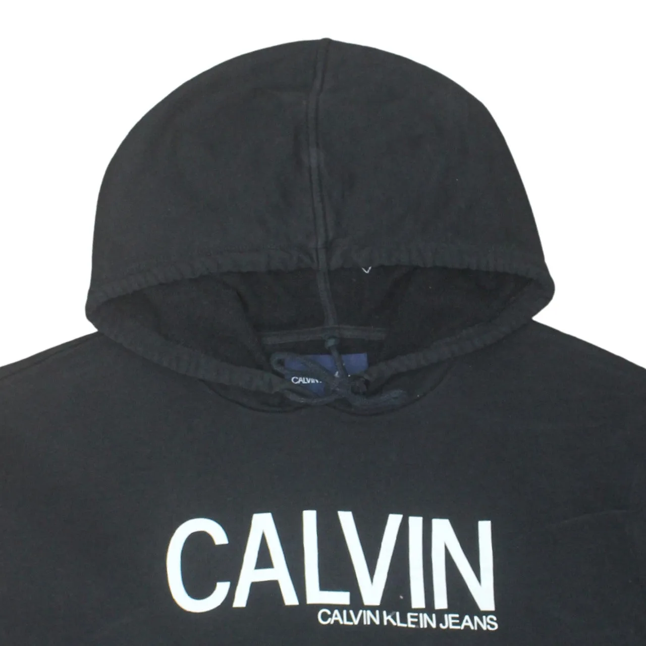 Calvin Klein Black Hoodie Women’s Large Printed Logo Front Pouch Pullover Sweatshirt sold by Vintage Club product image thumbnail 3