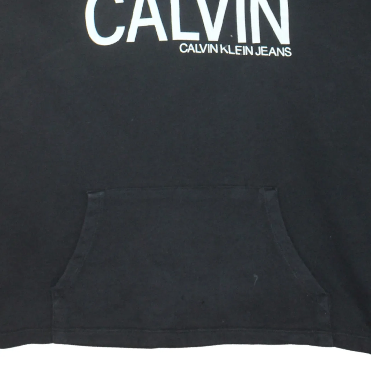 Calvin Klein Black Hoodie Women’s Large Printed Logo Front Pouch Pullover Sweatshirt sold by Vintage Club product image thumbnail 4