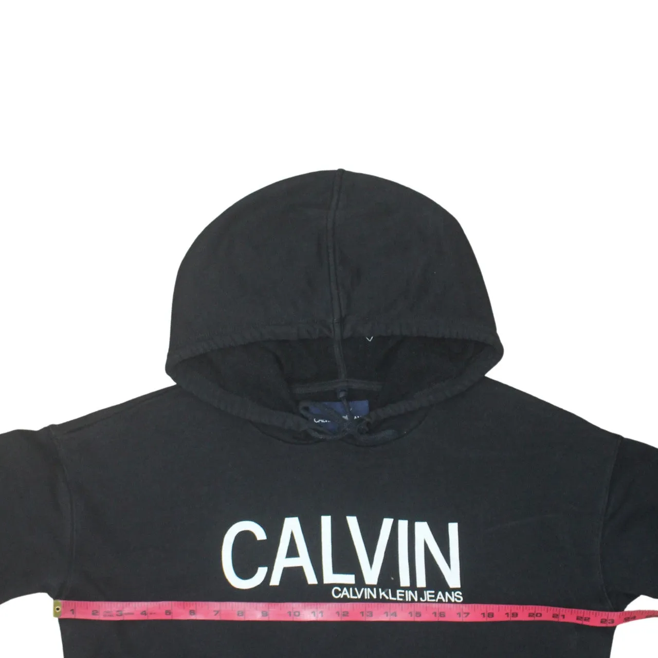 Calvin Klein Black Hoodie Women’s Large Printed Logo Front Pouch Pullover Sweatshirt sold by Vintage Club product image thumbnail 5