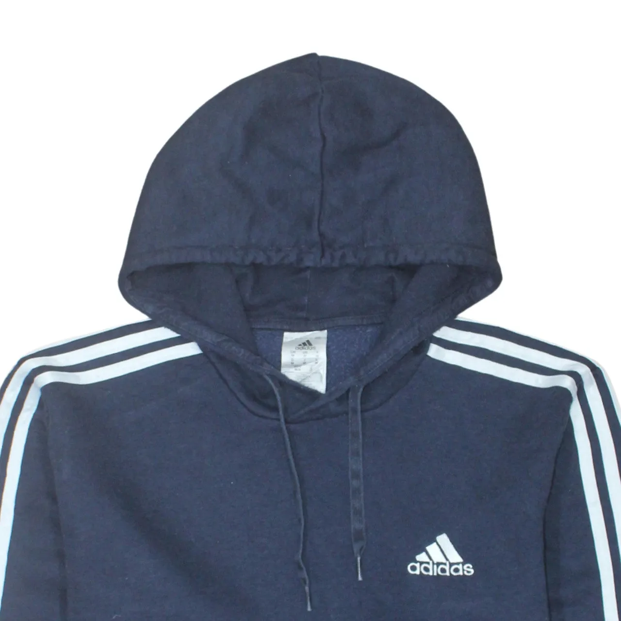 Adidas Navy Blue Hoodie Men's Medium Embroidered Logo Three Stripe Sleeves Pullover Sweatshirt sold by Vintage Club product image thumbnail 3